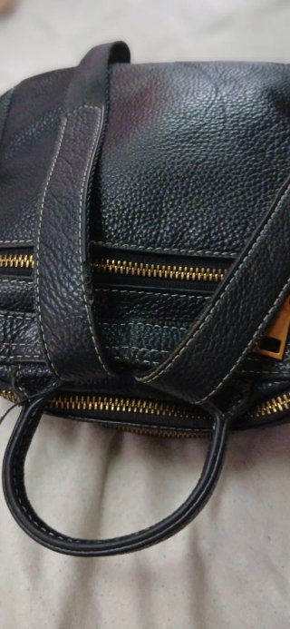 Mochila Cuero Genuino Negra Mujer Elegante