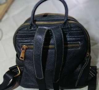 Mochila Cuero Genuino Negra Mujer Elegante