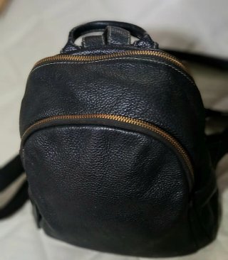Mochila Cuero Genuino Negra Mujer Elegante