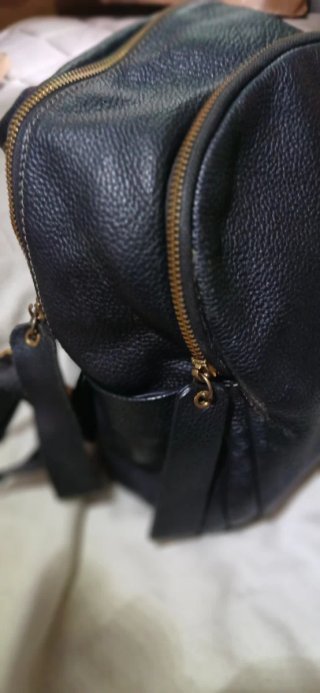 Mochila Cuero Genuino Negra Mujer Elegante