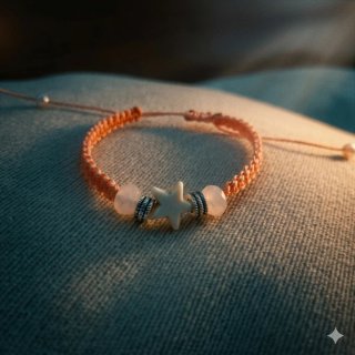 Pulsera Macramé Estrella y Piedras blancas