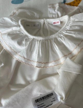 Blusón blanco cuello babero manga larga