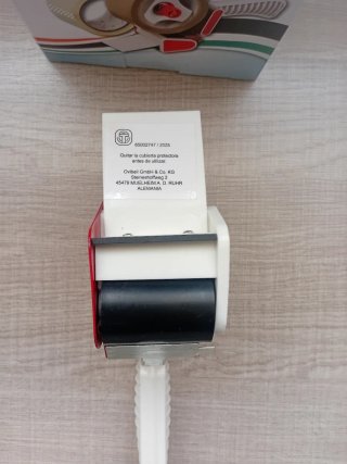 Dispensador cinta embalaje rojo y blanco