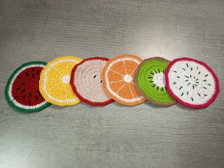Set 6 Sottobicchieri Frutta Uncinetto