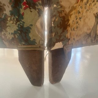Biombo antiguo increíble de tela pintado a mano