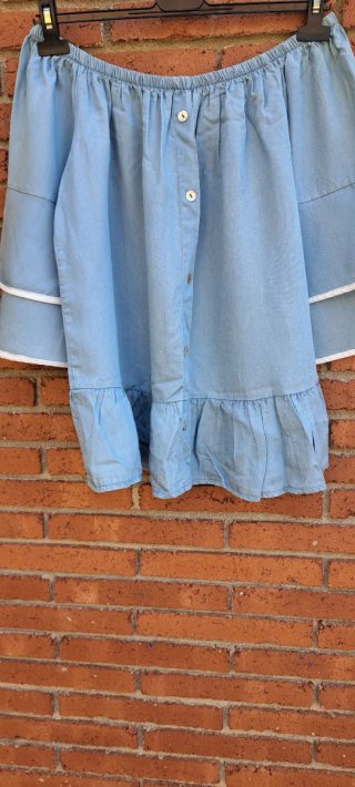 Camisa de volantes azul