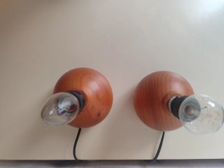 Pareja de Lámparas madera esféricas