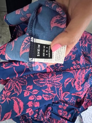 Vestido largo SHEIN floral azul y rosa Talla S