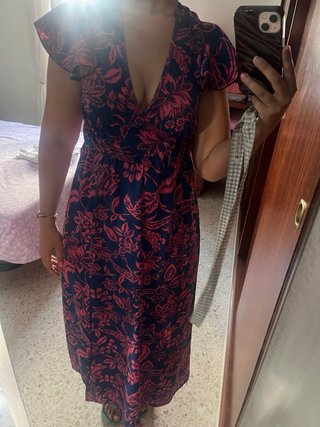 Vestido largo SHEIN floral azul y rosa Talla S
