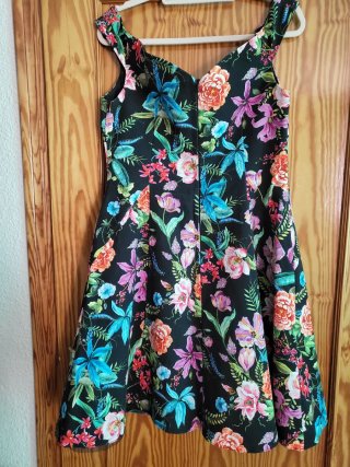 Vestido Negro Estampado Floral El Corte Inglés 44