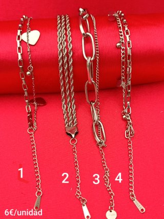 Pulsera Acero Inoxidable Plateado 6€/unidad