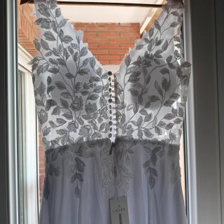 Vestido Novia Encaje Cuello V Talla M.