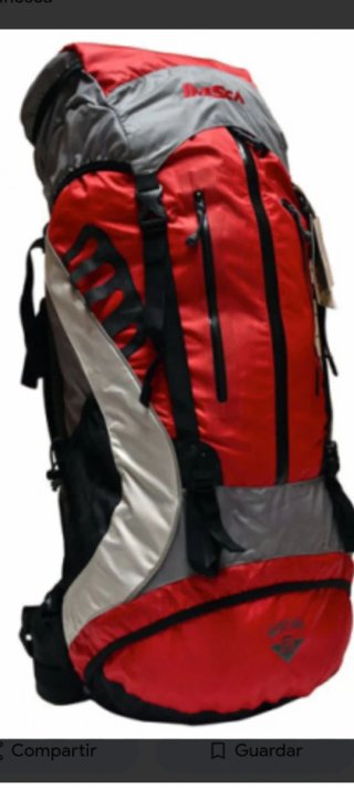 Mochila INCA gris y roja Cremalleras rotas