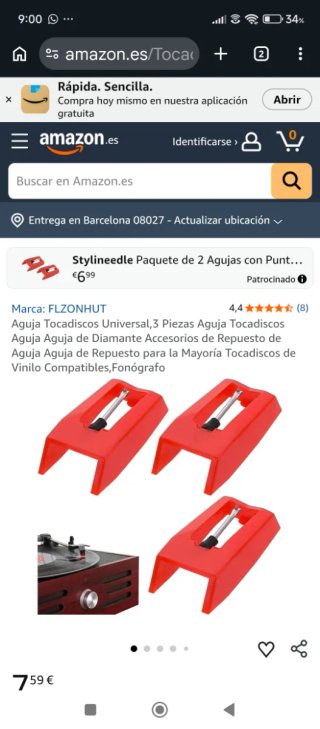 Agujas para tocadiscos (rojo, blanco)