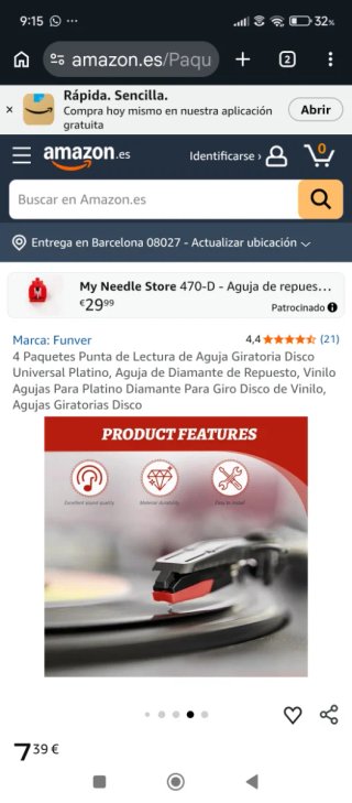 Agujas para tocadiscos (rojo, blanco)