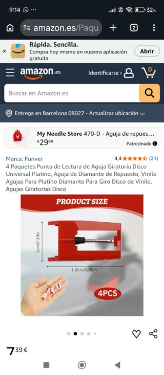 Agujas para tocadiscos (rojo, blanco)