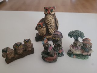 Lote 4 figure di gufi decorative