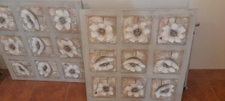 Cuadros Decorativos Flores Beige y Blanco