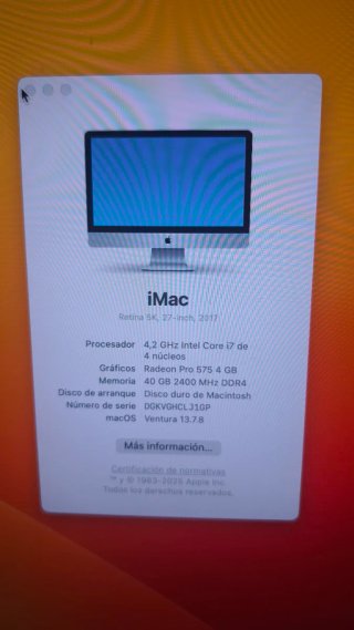 iMac 2017 de 27", 40GB RAM 4.2ghz - Solo Pantalla