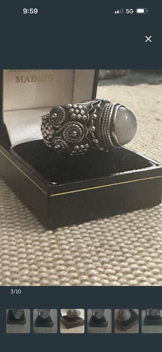 Anillo Piedra Luna Multicolor Plata