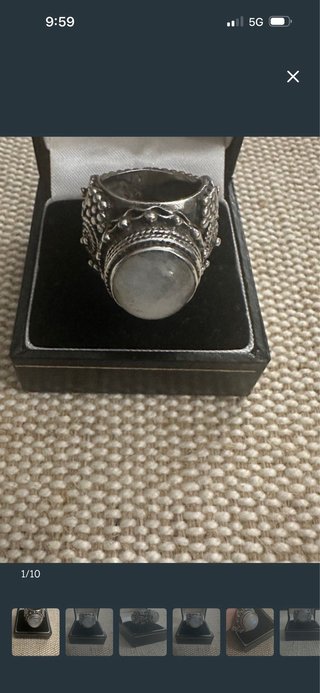 Anillo Piedra Luna Multicolor Plata