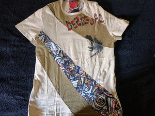Camiseta Desigual Talla L Beige Patchwork