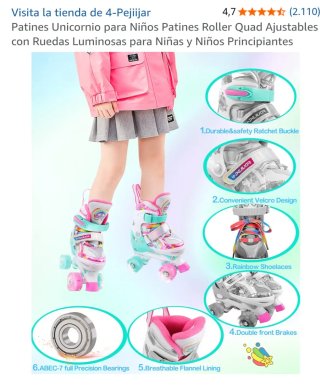 Patines infantiles unicornio talla ajustable