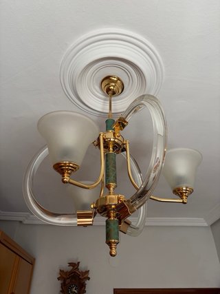 Lámpara Techo Clásica Cristal y Metal Dorado