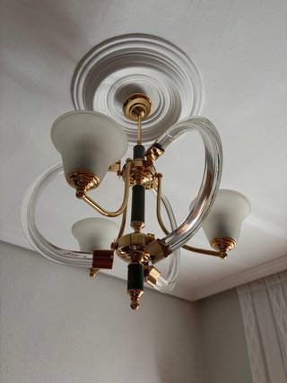Lámpara Techo Clásica Cristal y Metal Dorado