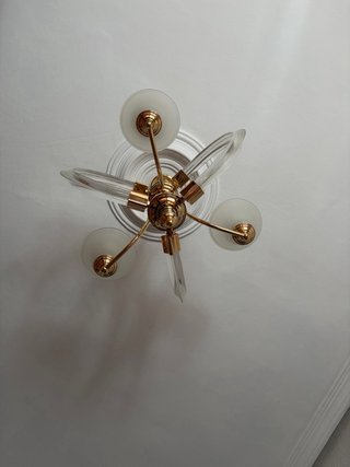 Lámpara Techo Clásica Cristal y Metal Dorado