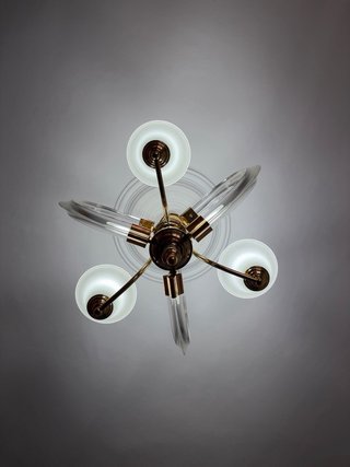 Lámpara Techo Clásica Cristal y Metal Dorado