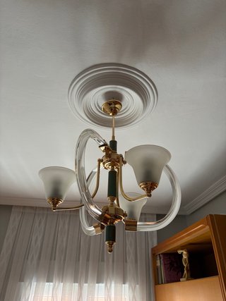 Lámpara Techo Clásica Cristal y Metal Dorado
