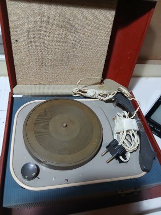 Tocadiscos Philips Antiguo Marrón/Rojo