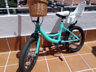 Bicicleta infantil con cesta y asiento