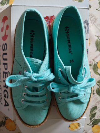 Superga Sneakers Zeppa Corda Azzurro