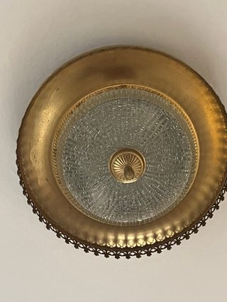 Lámpara Techo Vintage Art Decó Dorada Cristal