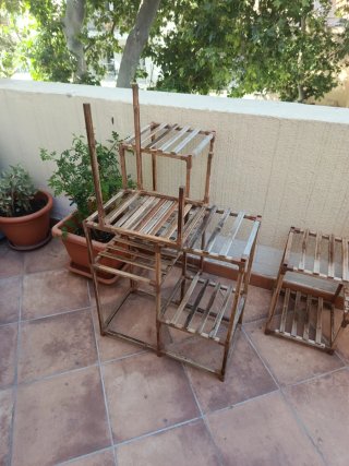 2 Estanterías de madera para plantas pack