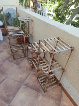 2 Estanterías de madera para plantas pack
