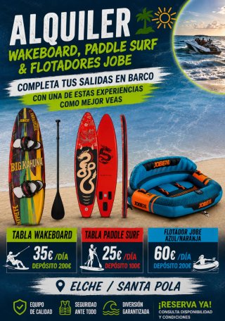 Alquiler Wakeboard, Paddle Surf y Flotador Jobe