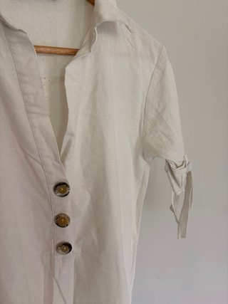 Túnica tipo camisa Zara blanca de Lino