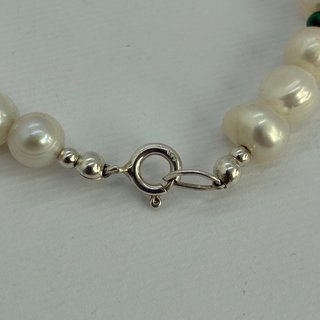 Pulsera Perlas, Rodocrosita y Malaquita