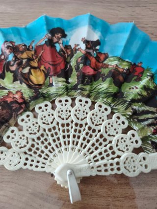 Abanico vintage estampado blanco