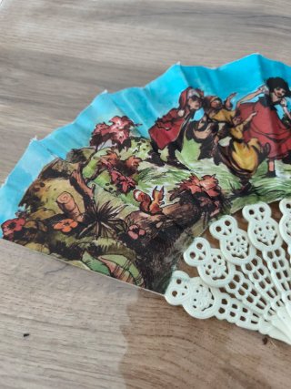 Abanico vintage estampado blanco