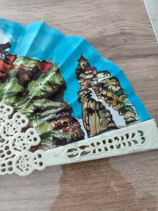Abanico vintage estampado blanco