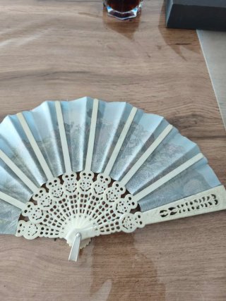 Abanico vintage estampado blanco