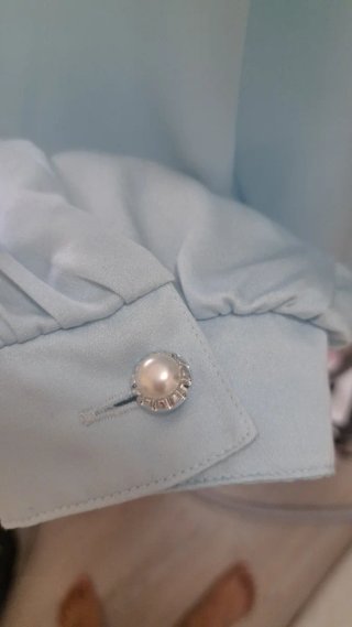 Blusa azul satinada, vintage