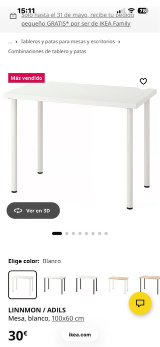 Escritorio IKEA LINNMON / ADILS Blanco