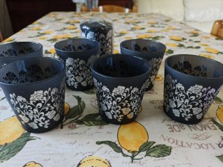 Set 6 Porta candele in vetro nero