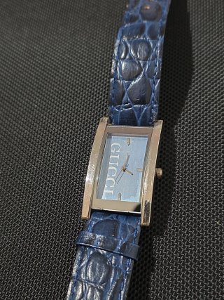 Orologio Gucci Rettangolare Blu e Argento