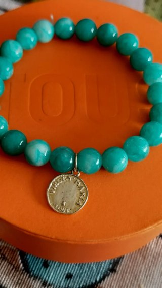 Pulsera Tous Turquesa y virgen niña de plata
